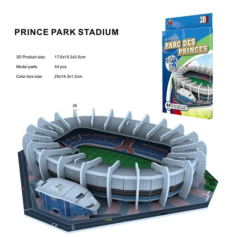 Handflächengroßes DIY 3D-Fußballfeld-Puzzle, Mini-Fußballstadion-Gebäudemodell, Montage, handgefertigte Spielzeuge, Desktop-Dekorationen