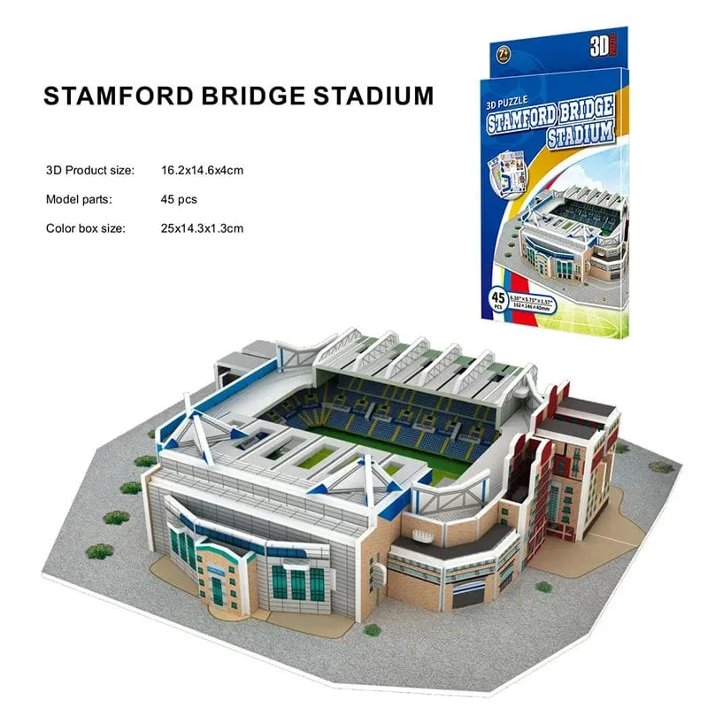 Handflächengroßes DIY 3D-Fußballfeld-Puzzle, Mini-Fußballstadion-Gebäudemodell, Montage, handgefertigte Spielzeuge, Desktop-Dekorationen