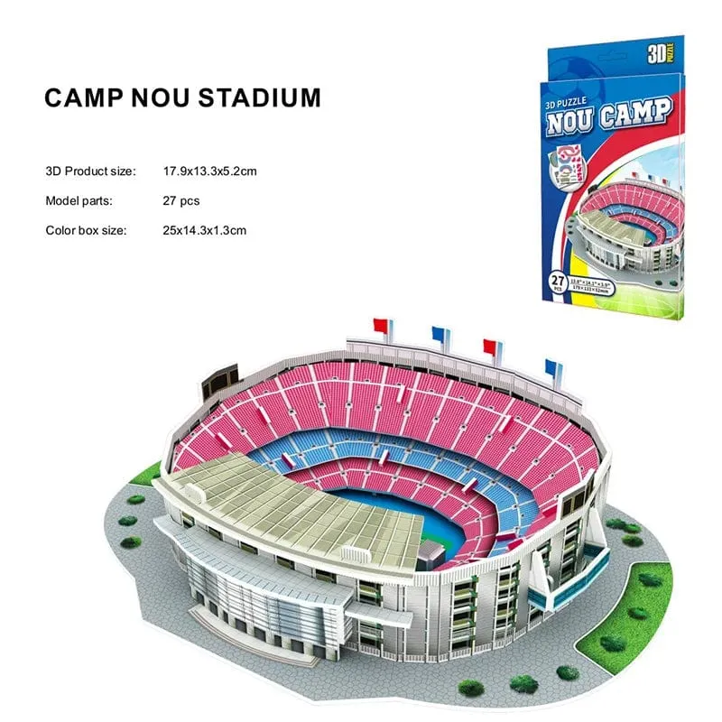 Handflächengroßes DIY 3D-Fußballfeld-Puzzle, Mini-Fußballstadion-Gebäudemodell, Montage, handgefertigte Spielzeuge, Desktop-Dekorationen
