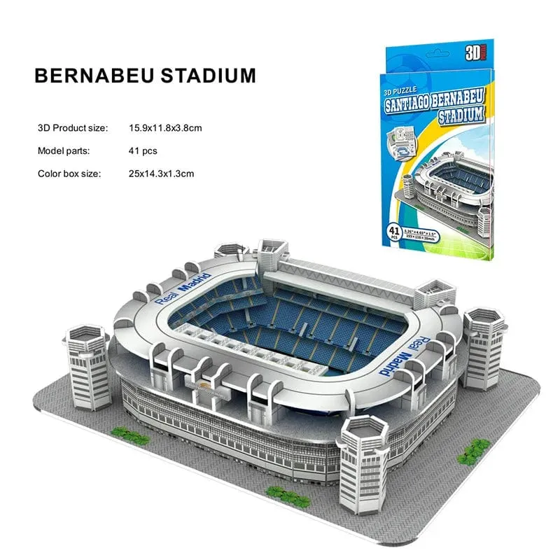 Handflächengroßes DIY 3D-Fußballfeld-Puzzle, Mini-Fußballstadion-Gebäudemodell, Montage, handgefertigte Spielzeuge, Desktop-Dekorationen