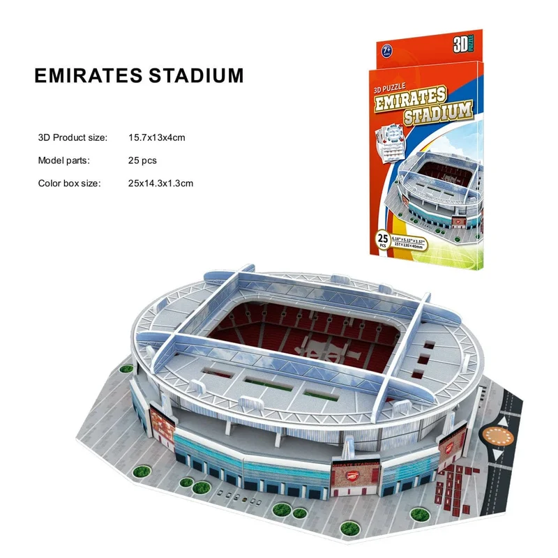 Handflächengroßes DIY 3D-Fußballfeld-Puzzle, Mini-Fußballstadion-Gebäudemodell, Montage, handgefertigte Spielzeuge, Desktop-Dekorationen