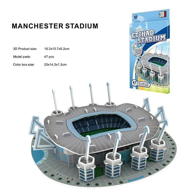 Handflächengroßes DIY 3D-Fußballfeld-Puzzle, Mini-Fußballstadion-Gebäudemodell, Montage, handgefertigte Spielzeuge, Desktop-Dekorationen