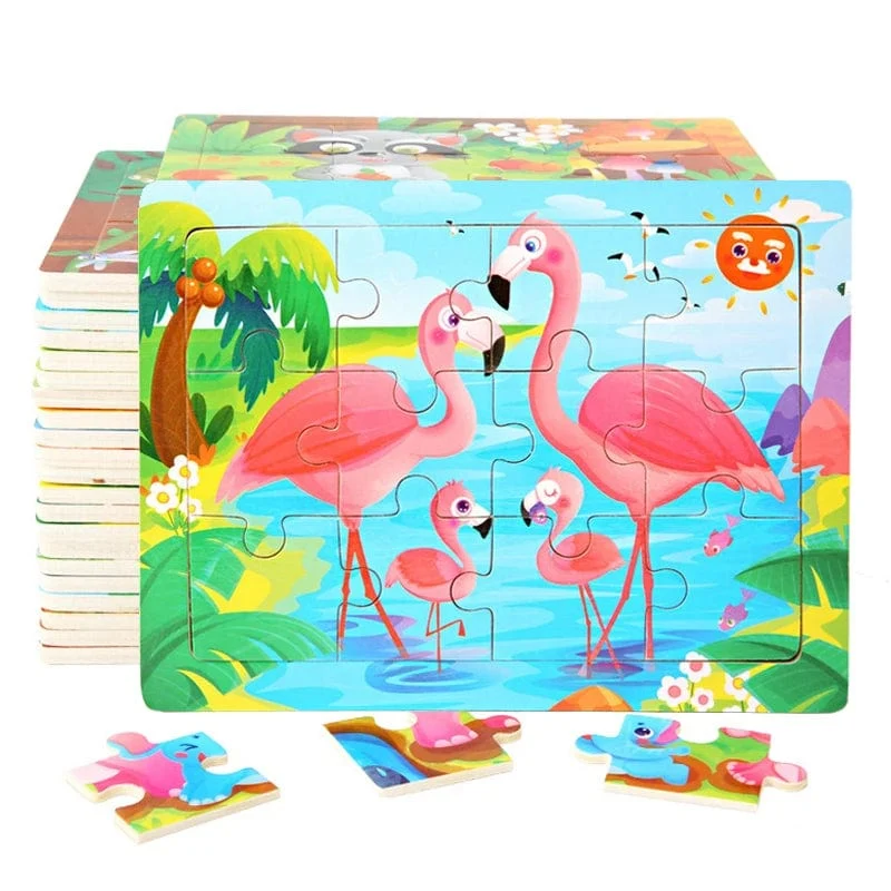 15*11 cm 3D Puzzle Cartoon Tiere Holz Puzzle Kinder Kognitive Jigsaw Puzzle Baby Holz Spielzeug Pädagogisches Spielzeug für kinder