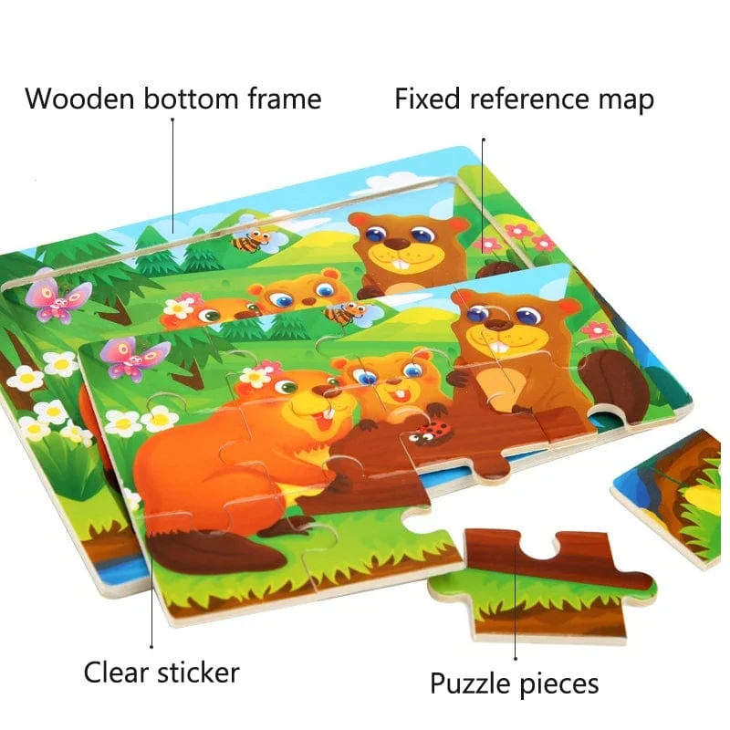15*11 cm 3D Puzzle Cartoon Tiere Holz Puzzle Kinder Kognitive Jigsaw Puzzle Baby Holz Spielzeug Pädagogisches Spielzeug für kinder