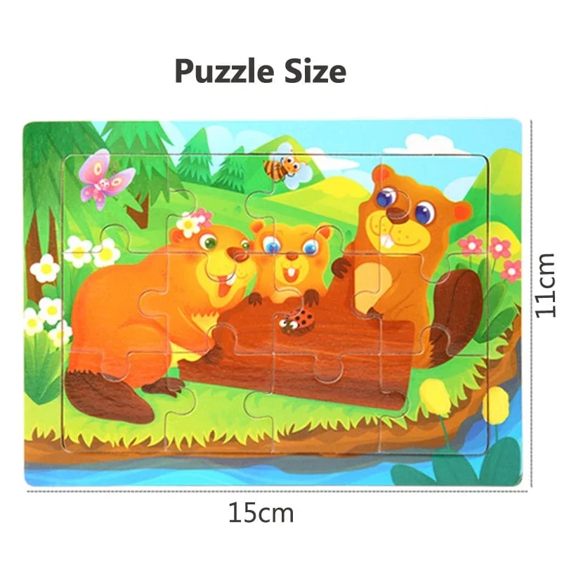 15*11 cm 3D Puzzle Cartoon Tiere Holz Puzzle Kinder Kognitive Jigsaw Puzzle Baby Holz Spielzeug Pädagogisches Spielzeug für kinder
