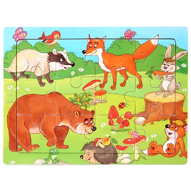 15*11 cm 3D Puzzle Cartoon Tiere Holz Puzzle Kinder Kognitive Jigsaw Puzzle Baby Holz Spielzeug Pädagogisches Spielzeug für kinder