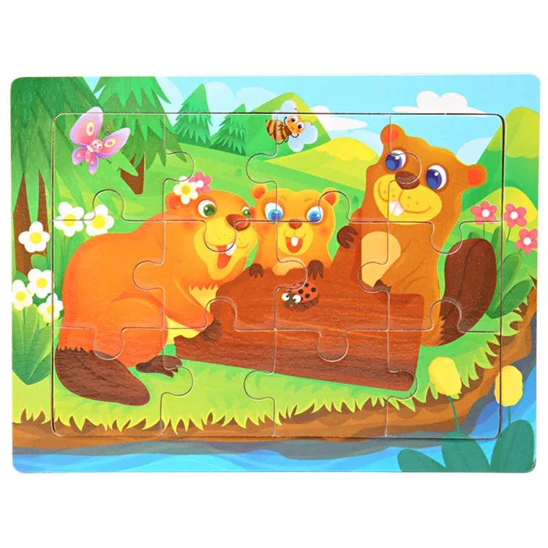15*11 cm 3D Puzzle Cartoon Tiere Holz Puzzle Kinder Kognitive Jigsaw Puzzle Baby Holz Spielzeug Pädagogisches Spielzeug für kinder