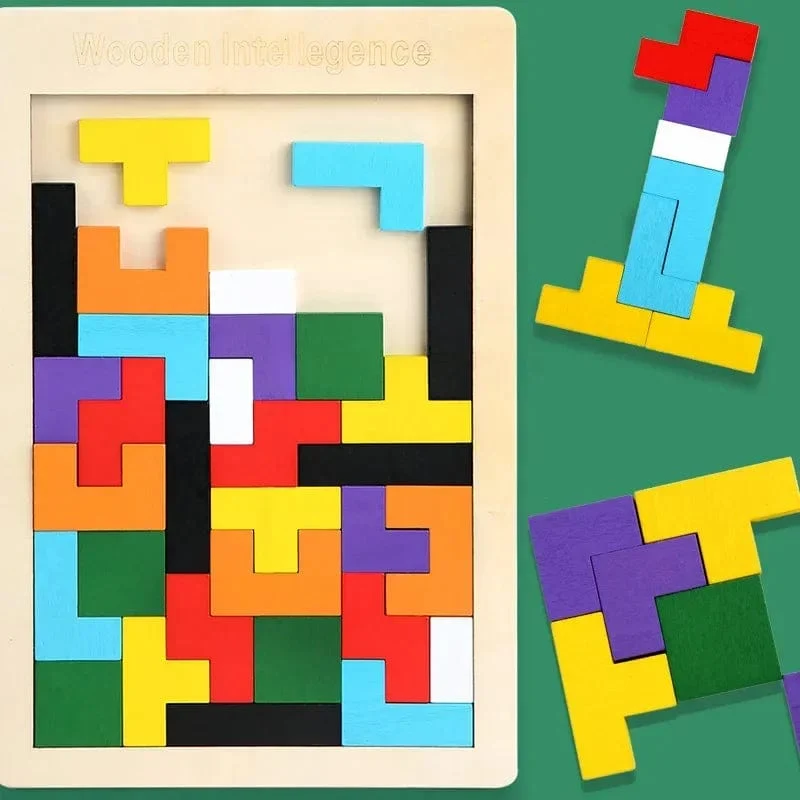 3D Holzpuzzle Spielzeug Farbe Form Kognition Denkspiele für Kinder Holzpuzzles Spielzeug Tangrams für Kinder Kinder