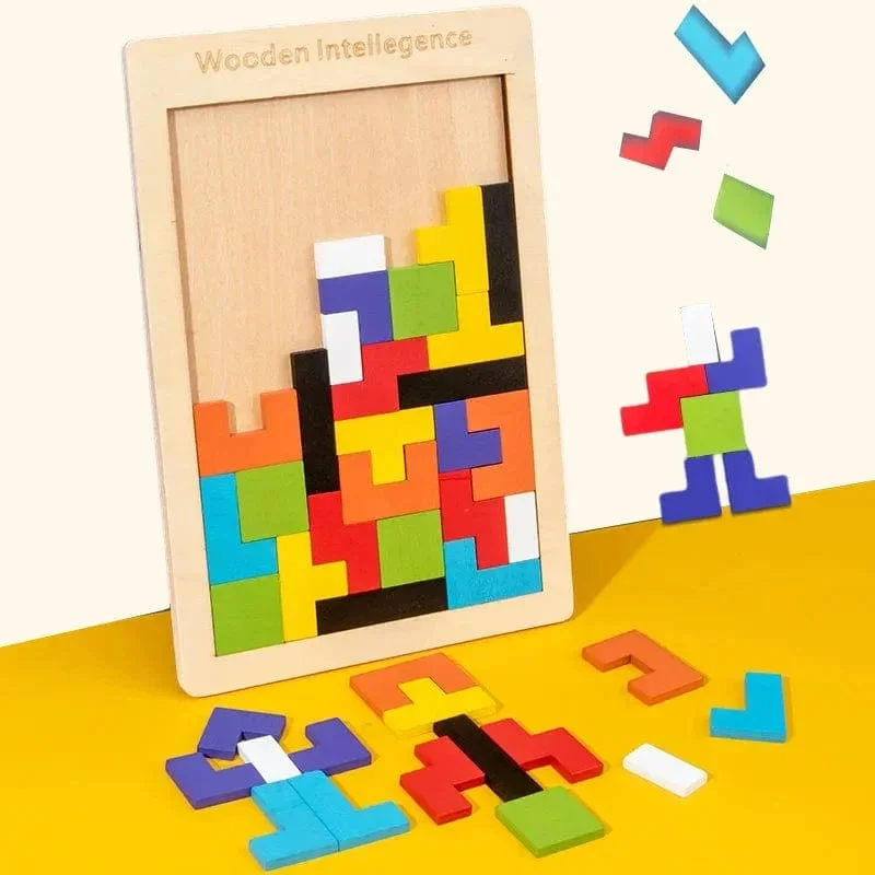 3D Holzpuzzle Spielzeug Farbe Form Kognition Denkspiele für Kinder Holzpuzzles Spielzeug Tangrams für Kinder Kinder