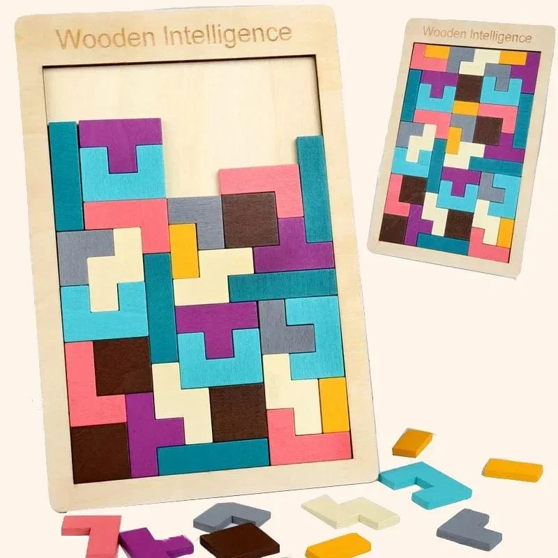 3D Holzpuzzle Spielzeug Farbe Form Kognition Denkspiele für Kinder Holzpuzzles Spielzeug Tangrams für Kinder Kinder