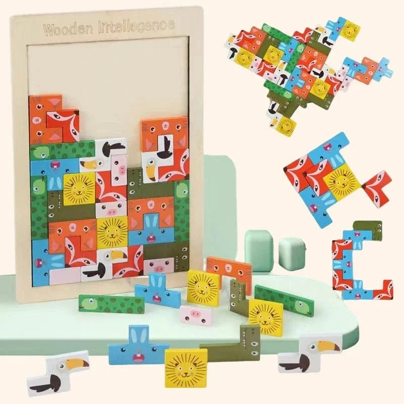 3D Holzpuzzle Spielzeug Farbe Form Kognition Denkspiele für Kinder Holzpuzzles Spielzeug Tangrams für Kinder Kinder
