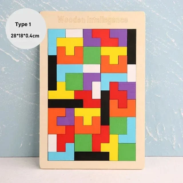 3D Holzpuzzle Spielzeug Farbe Form Kognition Denkspiele für Kinder Holzpuzzles Spielzeug Tangrams für Kinder Kinder