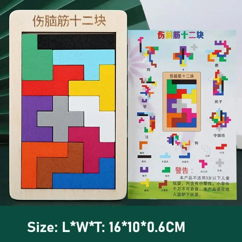 3D Holzpuzzle Spielzeug Farbe Form Kognition Denkspiele für Kinder Holzpuzzles Spielzeug Tangrams für Kinder Kinder