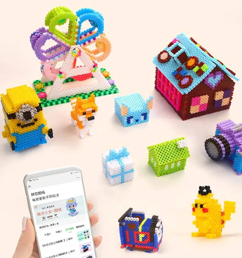 5mm Hama Perlen Pegboard Vorlage Spielzeug DIY Bügelwerkzeug PUPUKOU Perlen Pädagogisches Tangram Puzzle Eisenperlen