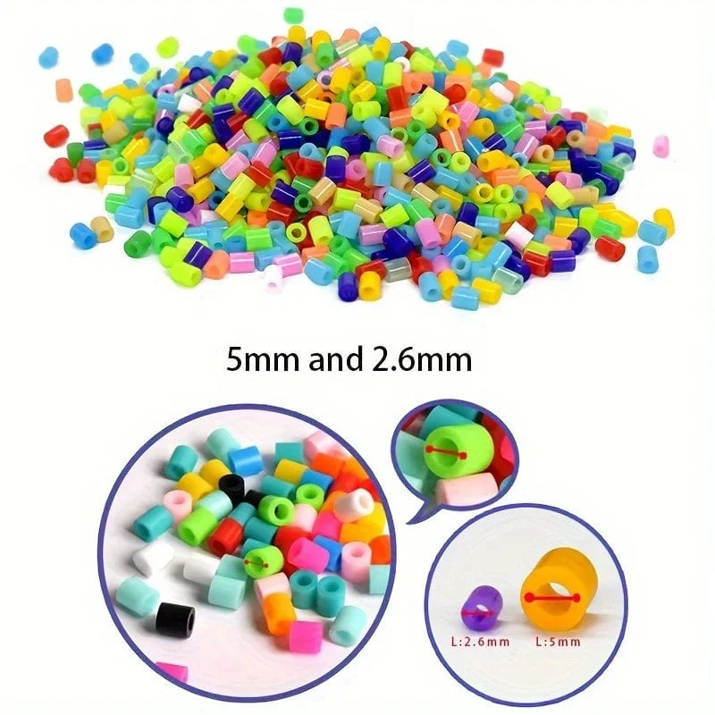 2.6 mm Perler Hama-Perlen-Set, 3D-Puzzle, Eisenperlen, Spielzeug für Kinder, kreativ, handgefertigt, Basteln, DIY-Geschenk, Sicherungsperlen. Mit großer Stecktafel