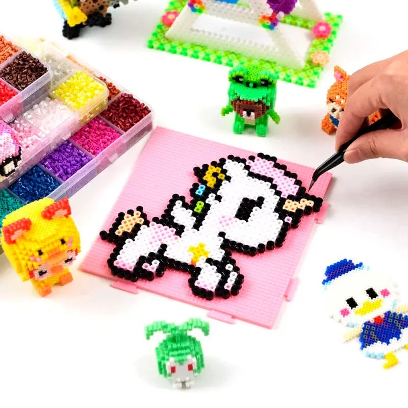 2.6 mm Perler Hama-Perlen-Set, 3D-Puzzle, Eisenperlen, Spielzeug für Kinder, kreativ, handgefertigt, Basteln, DIY-Geschenk, Sicherungsperlen. Mit großer Stecktafel