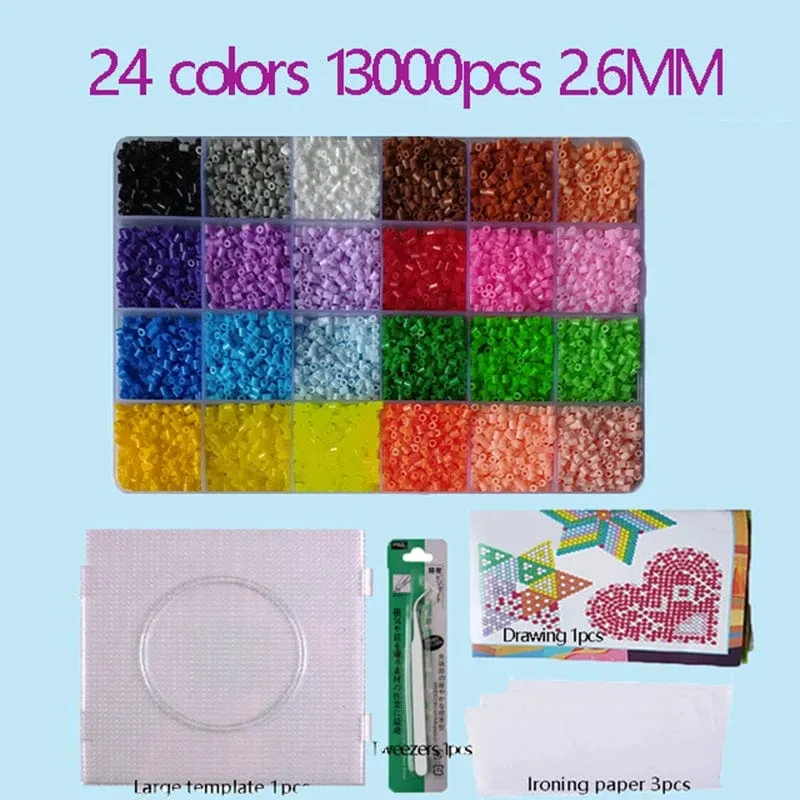 2.6 mm Perler Hama-Perlen-Set, 3D-Puzzle, Eisenperlen, Spielzeug für Kinder, kreativ, handgefertigt, Basteln, DIY-Geschenk, Sicherungsperlen. Mit großer Stecktafel