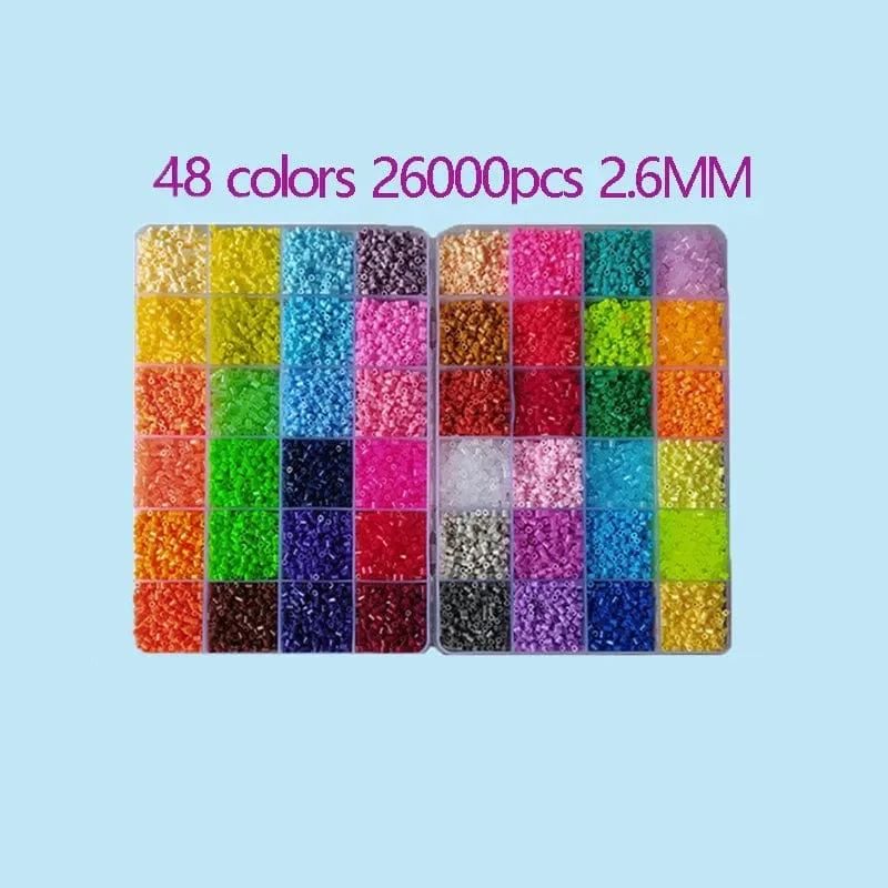 2.6 mm Perler Hama-Perlen-Set, 3D-Puzzle, Eisenperlen, Spielzeug für Kinder, kreativ, handgefertigt, Basteln, DIY-Geschenk, Sicherungsperlen. Mit großer Stecktafel