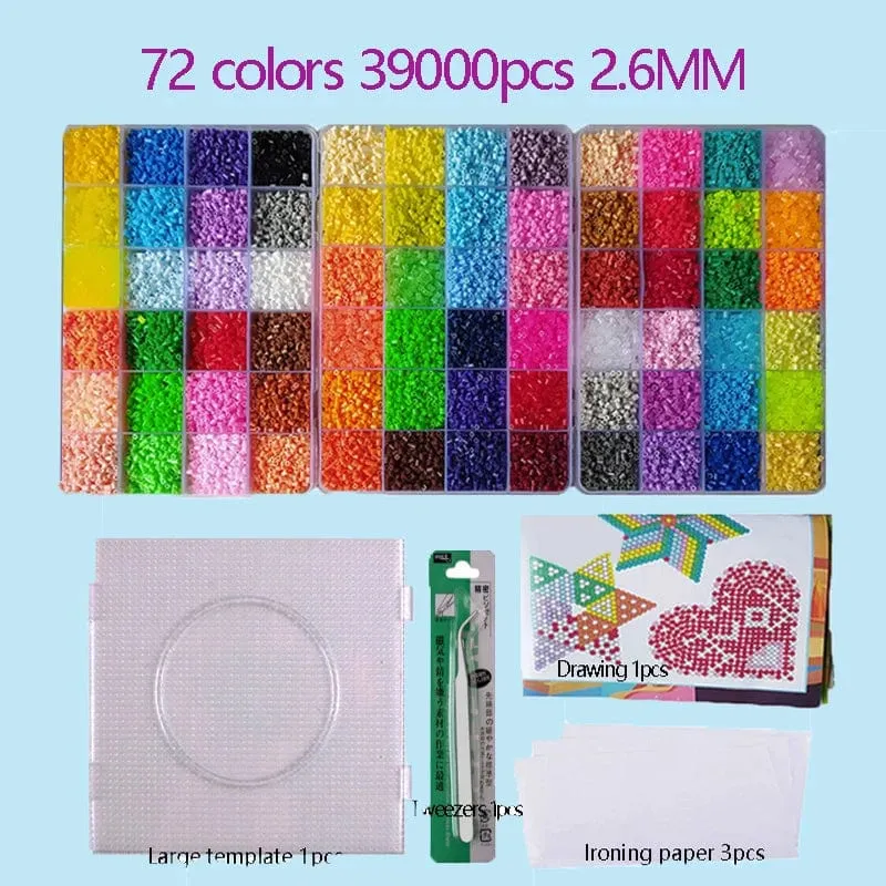 2.6 mm Perler Hama-Perlen-Set, 3D-Puzzle, Eisenperlen, Spielzeug für Kinder, kreativ, handgefertigt, Basteln, DIY-Geschenk, Sicherungsperlen. Mit großer Stecktafel