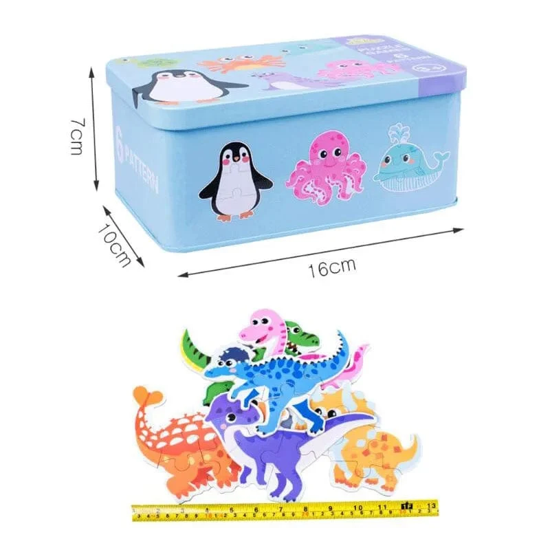 Baby Puzzle Montessori Pädagogisches Spielzeug Holz 3D Puzzle Spiele Eisen Box kinder Puzzles Jigsaw Holz Puzzles Für Kinder 2 3 4 jahre