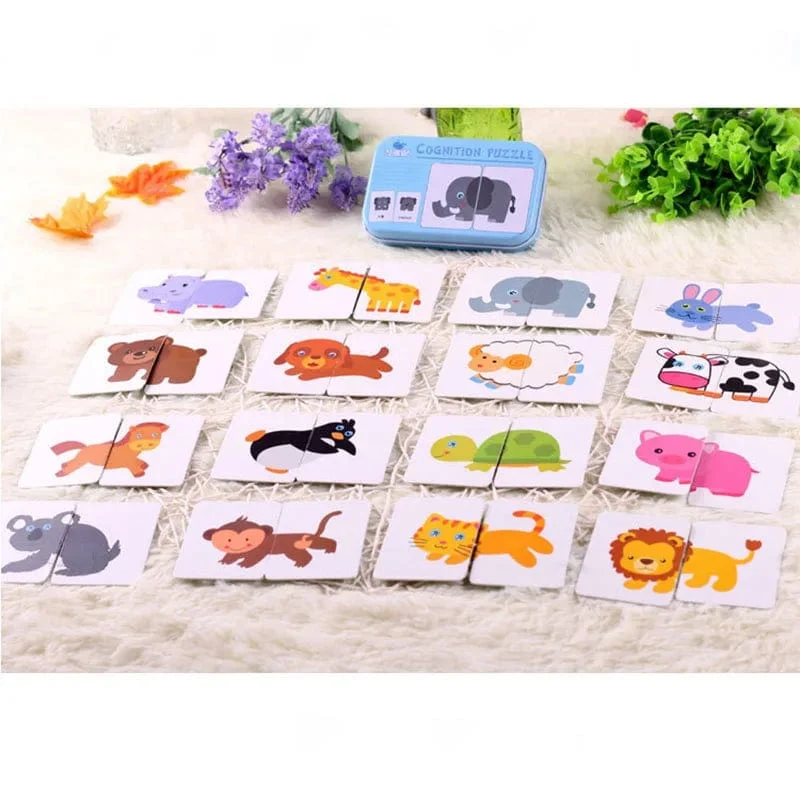 Baby Puzzle Montessori Pädagogisches Spielzeug Holz 3D Puzzle Spiele Eisen Box kinder Puzzles Jigsaw Holz Puzzles Für Kinder 2 3 4 jahre