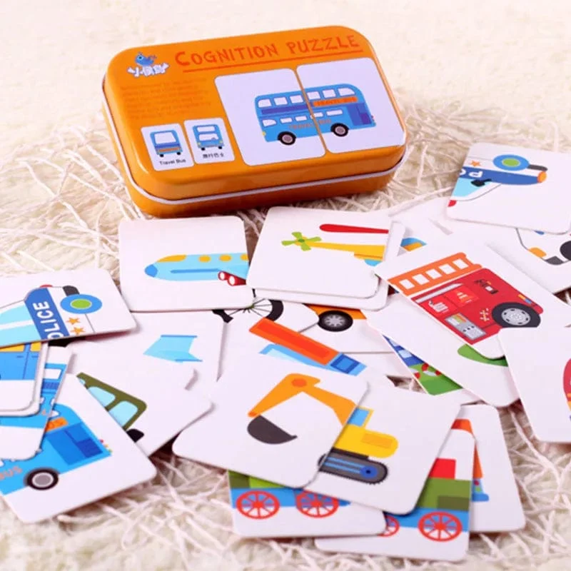 Baby Puzzle Montessori Pädagogisches Spielzeug Holz 3D Puzzle Spiele Eisen Box kinder Puzzles Jigsaw Holz Puzzles Für Kinder 2 3 4 jahre
