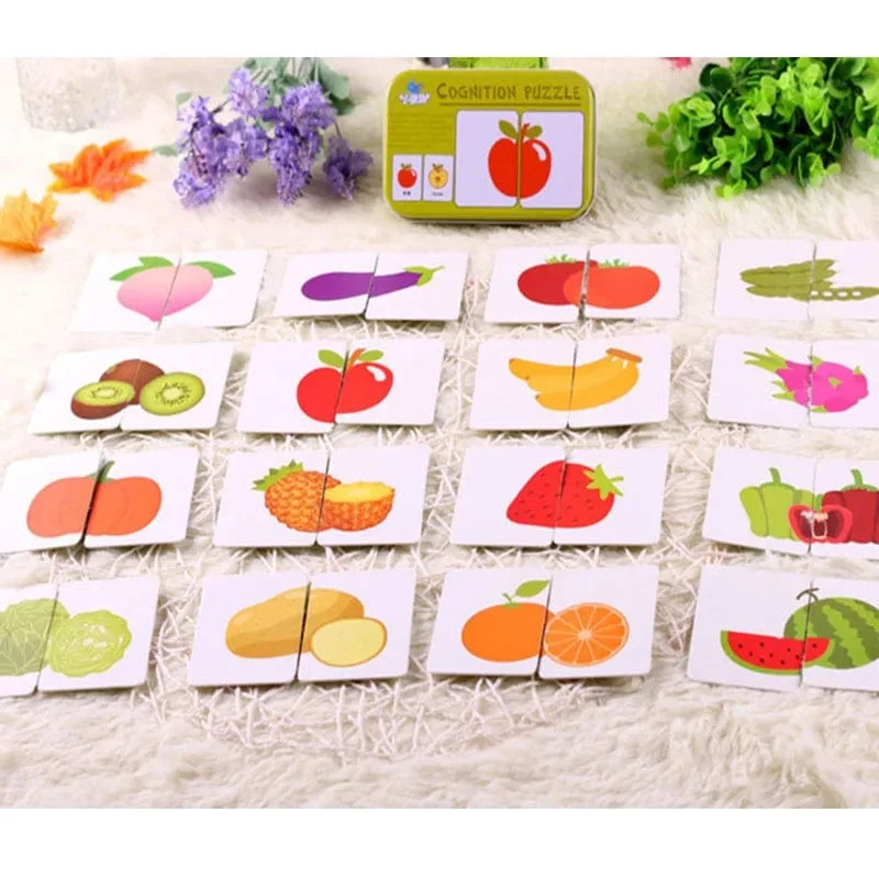 Baby Puzzle Montessori Pädagogisches Spielzeug Holz 3D Puzzle Spiele Eisen Box kinder Puzzles Jigsaw Holz Puzzles Für Kinder 2 3 4 jahre