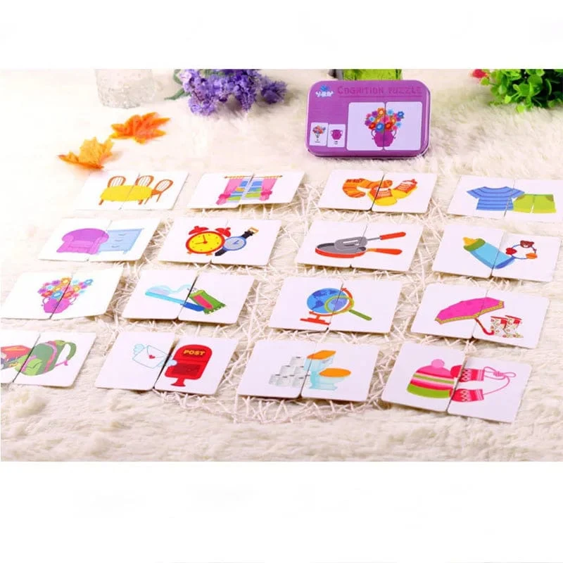 Baby Puzzle Montessori Pädagogisches Spielzeug Holz 3D Puzzle Spiele Eisen Box kinder Puzzles Jigsaw Holz Puzzles Für Kinder 2 3 4 jahre