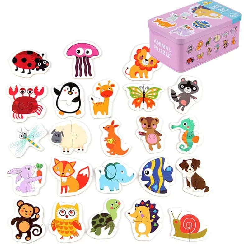 Baby Puzzle Montessori Pädagogisches Spielzeug Holz 3D Puzzle Spiele Eisen Box kinder Puzzles Jigsaw Holz Puzzles Für Kinder 2 3 4 jahre