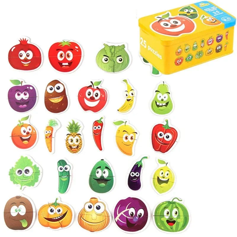 Baby Puzzle Montessori Pädagogisches Spielzeug Holz 3D Puzzle Spiele Eisen Box kinder Puzzles Jigsaw Holz Puzzles Für Kinder 2 3 4 jahre