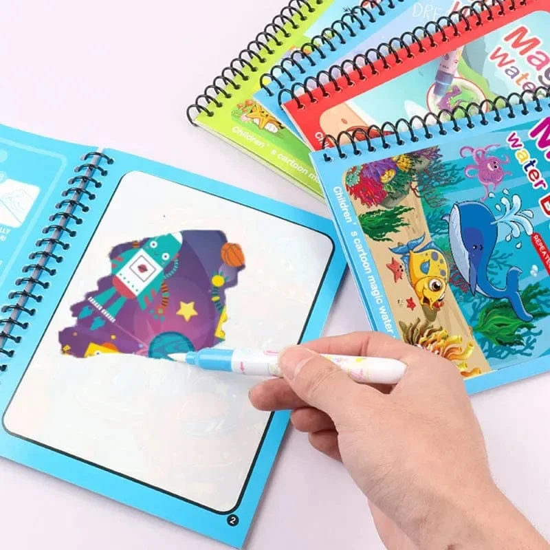 Wiederverwendbares Malbuch für Kinder, magisches Wasser-Malbuch, DIY-Kindgarten-Graffiti-Mal- und Zeichenspielzeug, Früherziehungsspielzeug