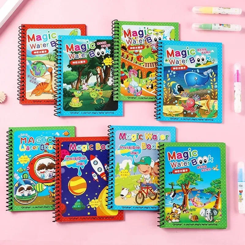 Wiederverwendbares Malbuch für Kinder, magisches Wasser-Malbuch, DIY-Kindgarten-Graffiti-Mal- und Zeichenspielzeug, Früherziehungsspielzeug