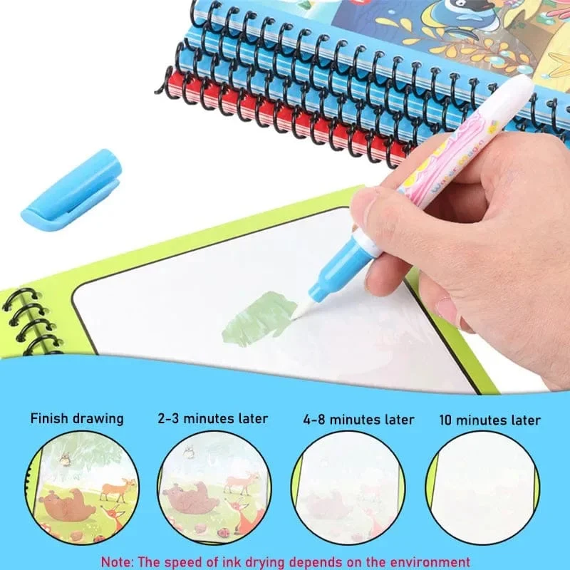 Wiederverwendbares Malbuch für Kinder, magisches Wasser-Malbuch, DIY-Kindgarten-Graffiti-Mal- und Zeichenspielzeug, Früherziehungsspielzeug