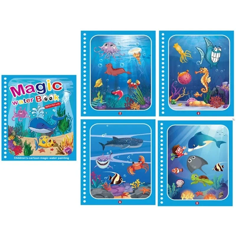 Wiederverwendbares Malbuch für Kinder, magisches Wasser-Malbuch, DIY-Kindgarten-Graffiti-Mal- und Zeichenspielzeug, Früherziehungsspielzeug