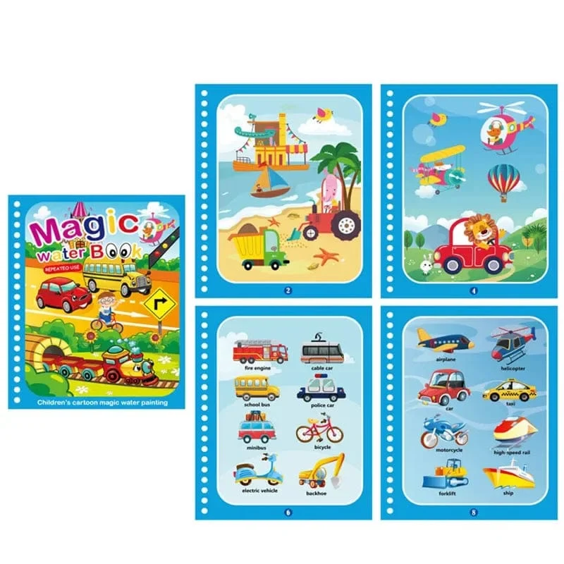 Wiederverwendbares Malbuch für Kinder, magisches Wasser-Malbuch, DIY-Kindgarten-Graffiti-Mal- und Zeichenspielzeug, Früherziehungsspielzeug