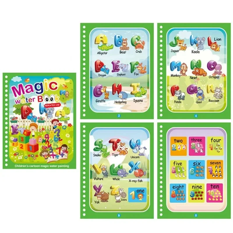 Wiederverwendbares Malbuch für Kinder, magisches Wasser-Malbuch, DIY-Kindgarten-Graffiti-Mal- und Zeichenspielzeug, Früherziehungsspielzeug