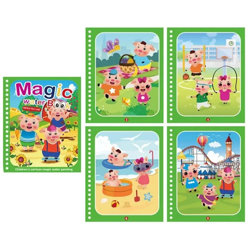 Wiederverwendbares Malbuch für Kinder, magisches Wasser-Malbuch, DIY-Kindgarten-Graffiti-Mal- und Zeichenspielzeug, Früherziehungsspielzeug