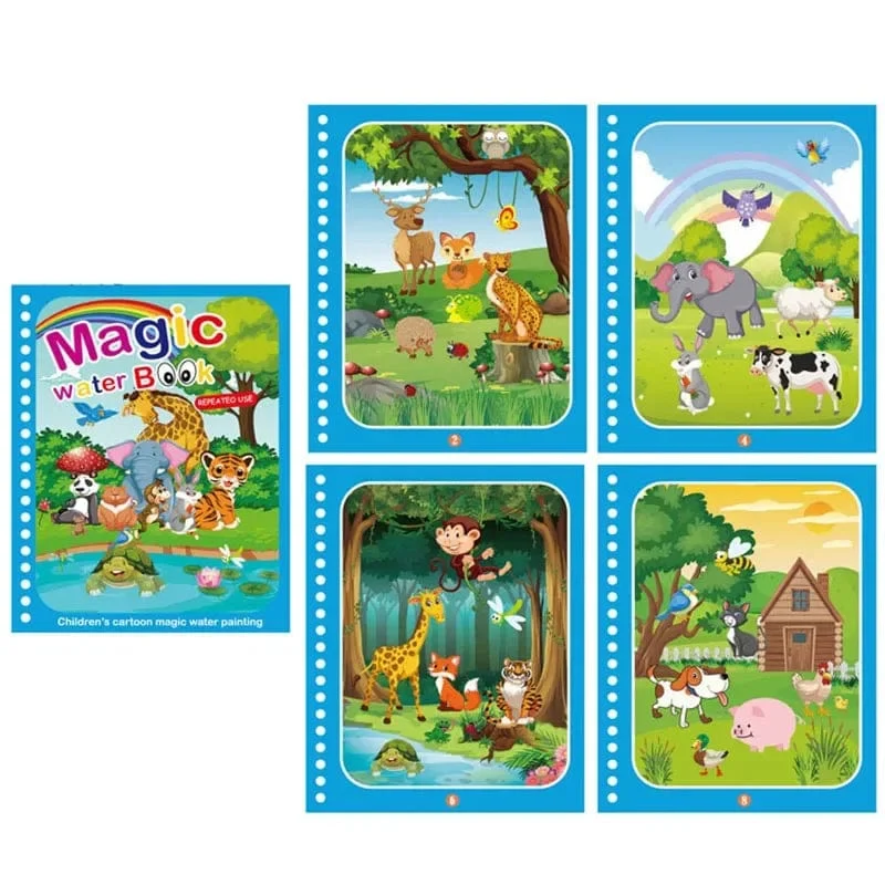Wiederverwendbares Malbuch für Kinder, magisches Wasser-Malbuch, DIY-Kindgarten-Graffiti-Mal- und Zeichenspielzeug, Früherziehungsspielzeug
