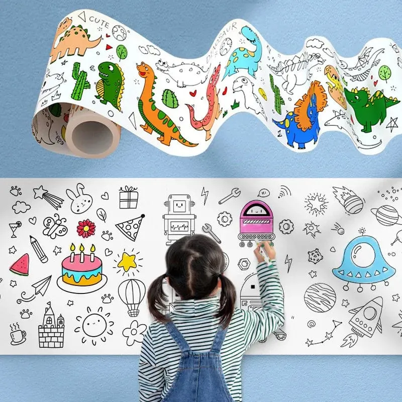 Kinder Zeichenrolle DIY Klebriges Farbfüllpapier Malpapierrolle Für Kinder DIY Malen Zeichnen Frühes Lernspielzeug