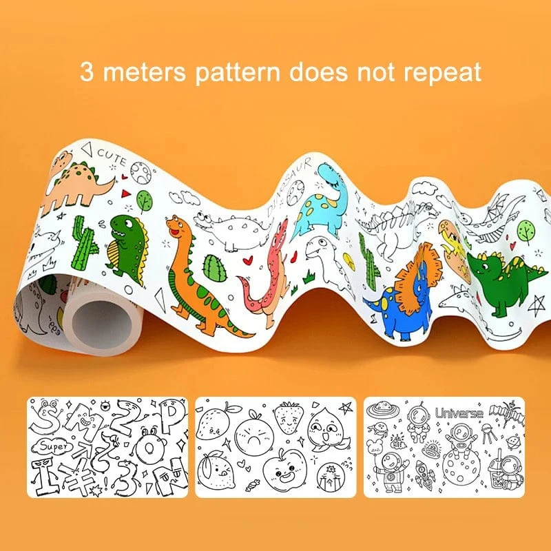 Kinder Zeichenrolle DIY Klebriges Farbfüllpapier Malpapierrolle Für Kinder DIY Malen Zeichnen Frühes Lernspielzeug