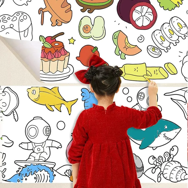 Kinder Zeichenrolle DIY Klebriges Farbfüllpapier Malpapierrolle Für Kinder DIY Malen Zeichnen Frühes Lernspielzeug