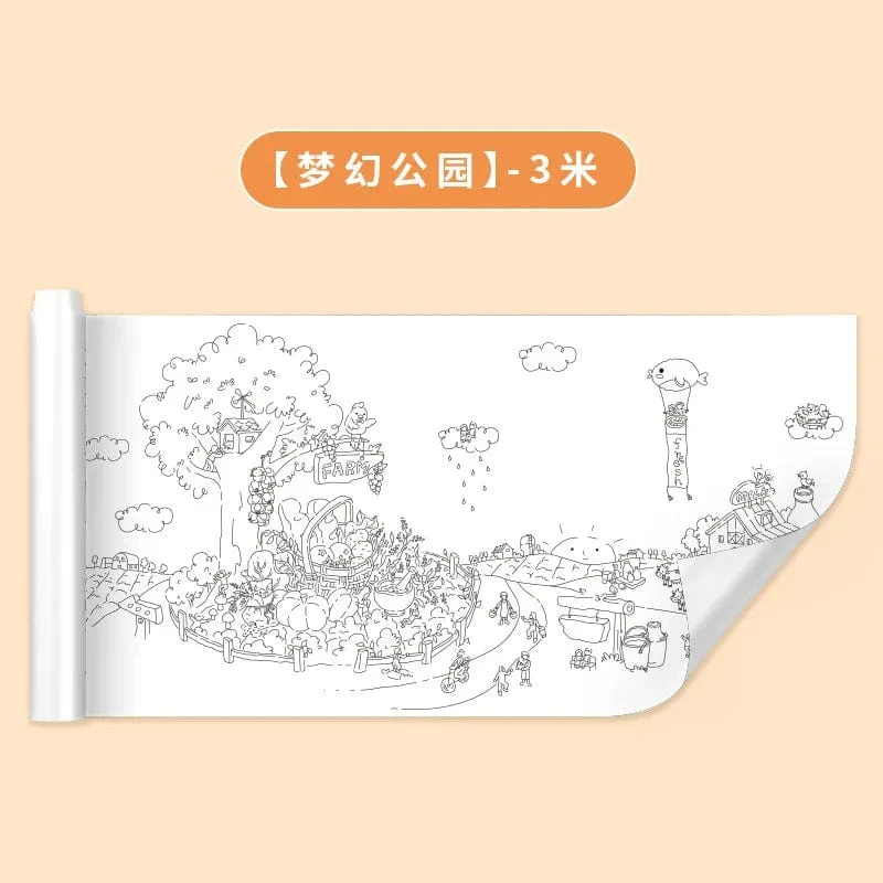 Kinder Zeichenrolle DIY Klebriges Farbfüllpapier Malpapierrolle Für Kinder DIY Malen Zeichnen Frühes Lernspielzeug