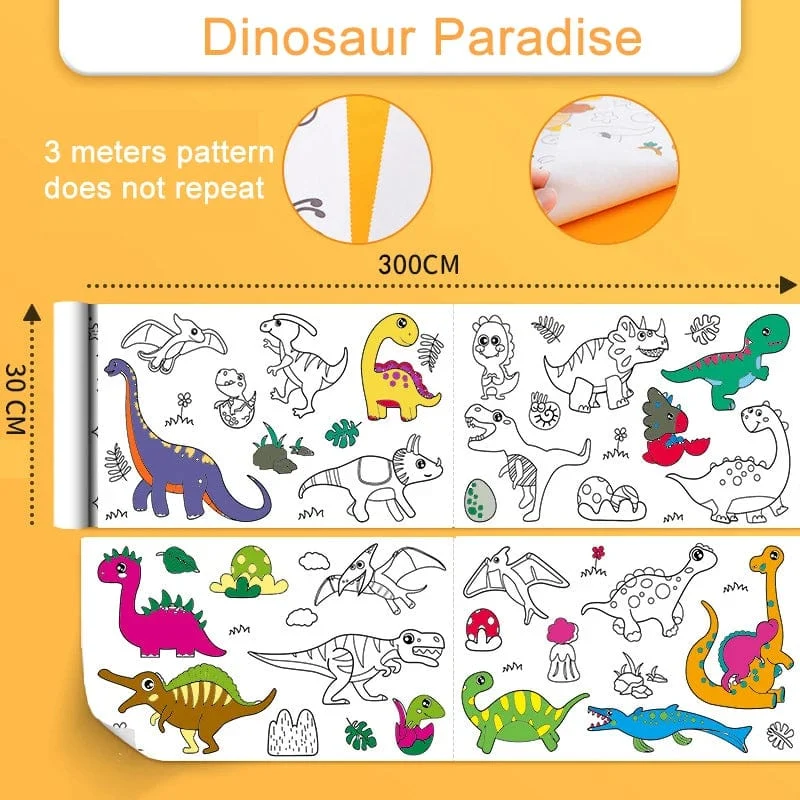 Kinder Zeichenrolle DIY Klebriges Farbfüllpapier Malpapierrolle Für Kinder DIY Malen Zeichnen Frühes Lernspielzeug