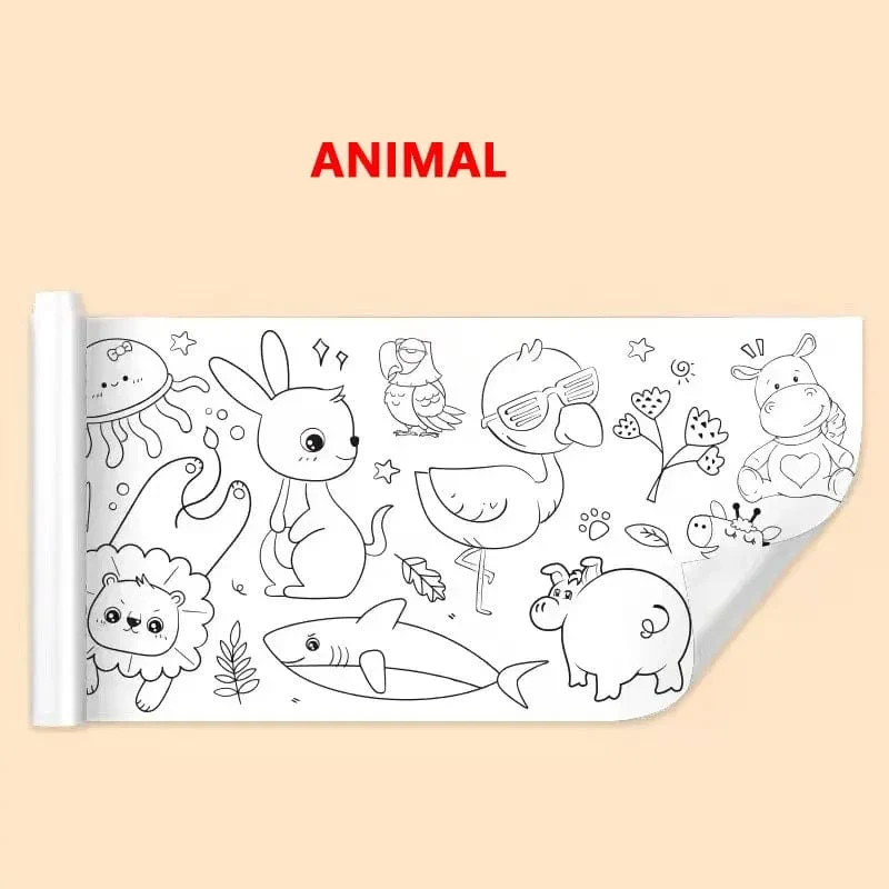 Kinder Zeichenrolle DIY Klebriges Farbfüllpapier Malpapierrolle Für Kinder DIY Malen Zeichnen Frühes Lernspielzeug