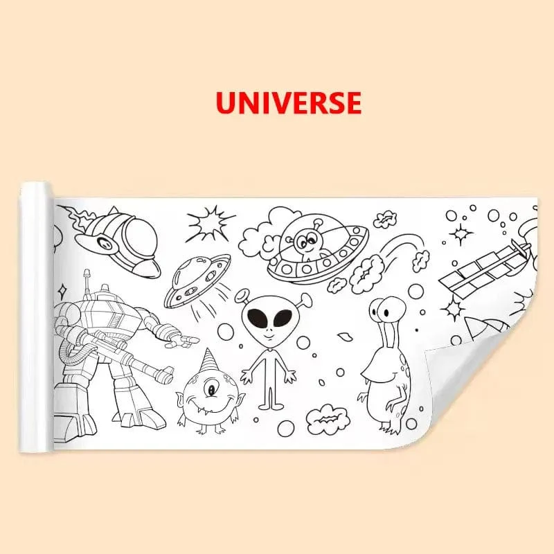 Kinder Zeichenrolle DIY Klebriges Farbfüllpapier Malpapierrolle Für Kinder DIY Malen Zeichnen Frühes Lernspielzeug