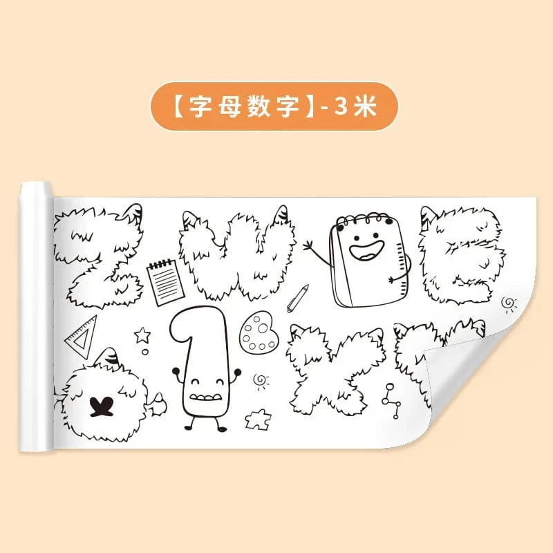 Kinder Zeichenrolle DIY Klebriges Farbfüllpapier Malpapierrolle Für Kinder DIY Malen Zeichnen Frühes Lernspielzeug