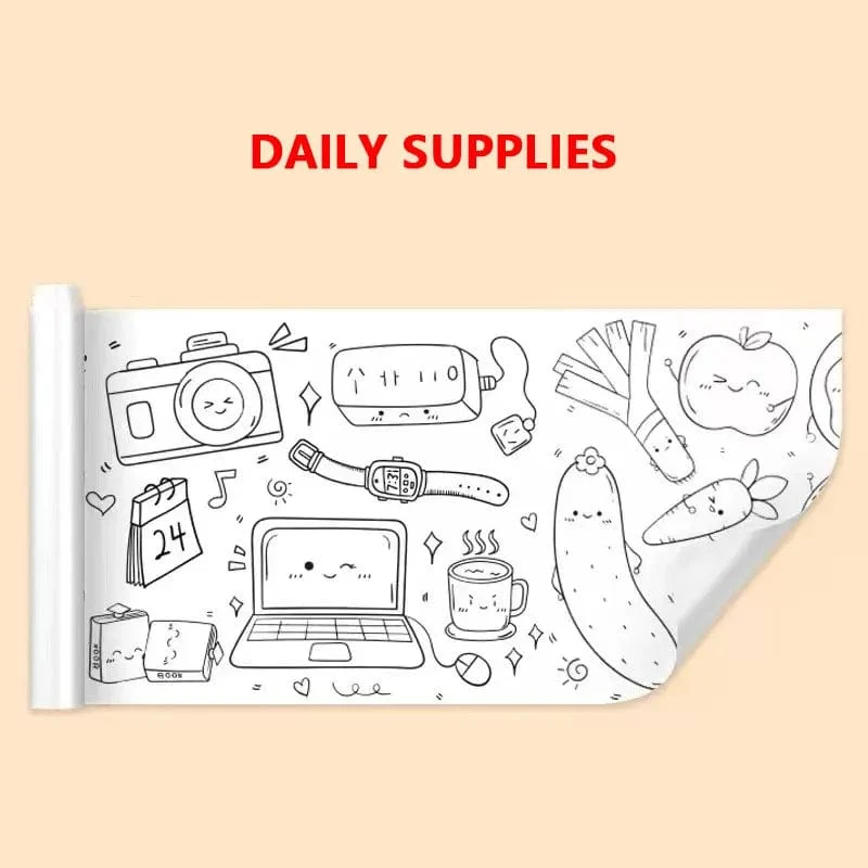 Kinder Zeichenrolle DIY Klebriges Farbfüllpapier Malpapierrolle Für Kinder DIY Malen Zeichnen Frühes Lernspielzeug