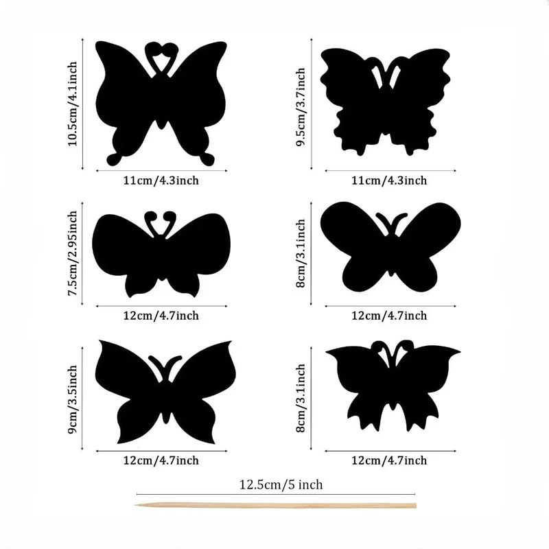 6/12-teiliges Set Magic Scratch Art Butterfly Scratch Zeichenpapier Lesezeichen Malbuch für Kinder Kreative Kartenaufkleber Lernspielzeug