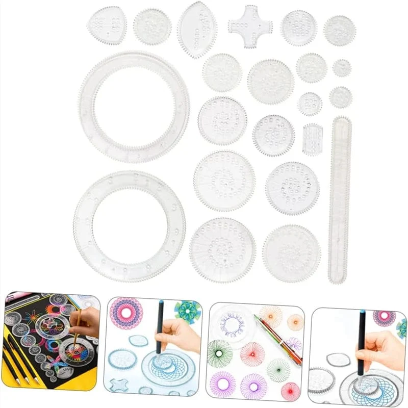 22/4/1PC Spirograph Lineal Zeichnung Kratzmalerei Spielzeug ineinander greifende Zahnräder Räder Malerei Zeichnung Zubehör pädagogisches Spielzeug