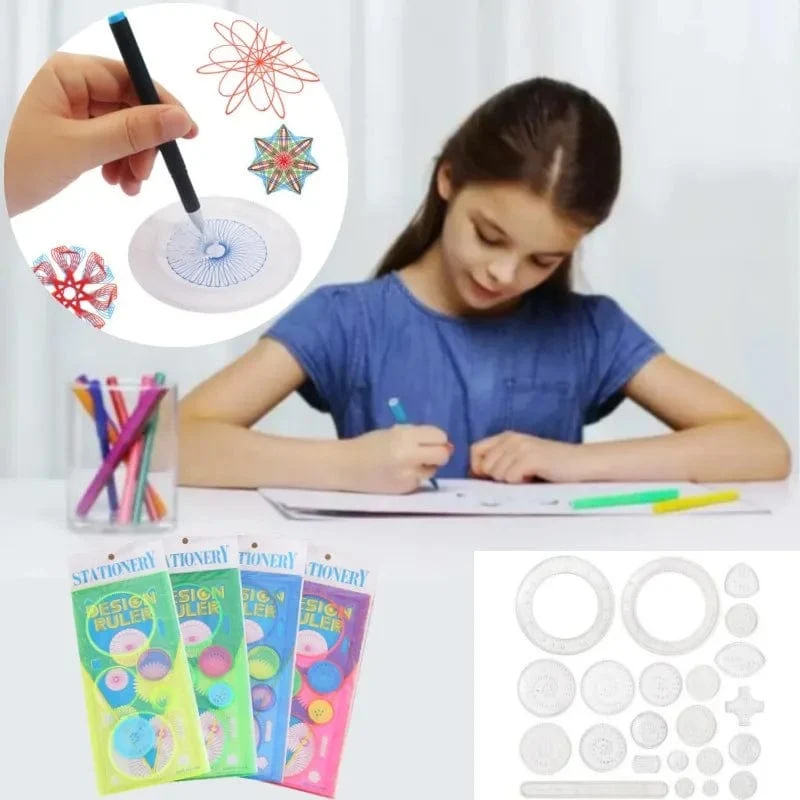 22/4/1PC Spirograph Lineal Zeichnung Kratzmalerei Spielzeug ineinander greifende Zahnräder Räder Malerei Zeichnung Zubehör pädagogisches Spielzeug